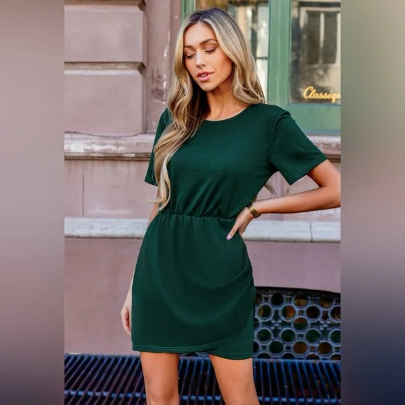 Cupshe | Dresses | Forest Green Plunging Surplice Mini Dress | Poshmark
